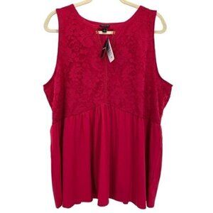 Torrid Keyhole Lace Babydoll Tank Top Flowy in Cherries Jubilee